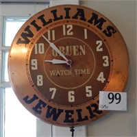 GRUEN WATCH TIME ADVERTISING CLOCK "WILLIAMS