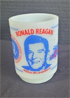 Pres. Ronald Reagan Milk Glass Mug