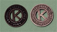 1939 & 1944 Knoxville Transit Token