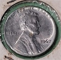 1967 RARE Missing Hair Line Penny