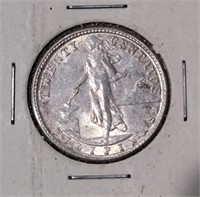 1945 D Silver Philippines 20 Centavos
