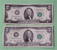 1976 $2 Bills - Set of 2