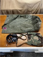 army bag lot, headphones