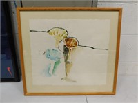 Sharon Hackman Watercolor Painting Framed