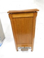 1930s Wood Trash Can with Metal Step Mechanism to
