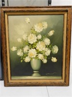 Floral Still Life Oil on Canvas Signed Johnson