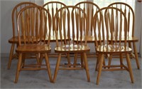 Lot of 7 Pine Kitchen Chairs