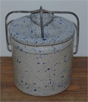 Blue Speckle Cheese Crock