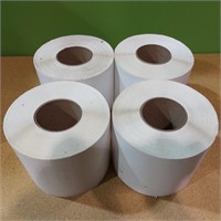 Lot of 4 Rolls, White labels, 12inch Labels