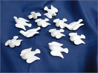 12 Lego Bisque Porcelain Birds or Doves Made in Ja