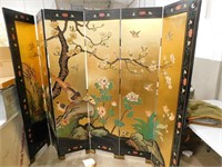 Vintage 6 Panel Dressing Screen with Asian Design