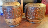Gold trimmed pottery vases