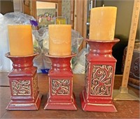 Pottery pillar candle holders