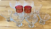 Lot of 10 Drinking Wine Glasses Clear Red