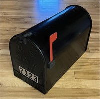 Oversized Black Metal Mailbox 2ft x 1ft Post Mount