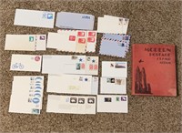 Lot of Vintage Stamps Envelopes & Postage Album