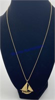 20" 14Kt Gold Necklace w/14k Gold Sailboat