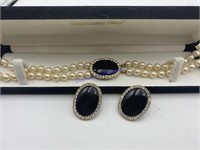 Costume Jewelry-Pearl Necklace and Earrings