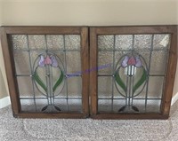 Set of 2 Hanging Stained Glass Art