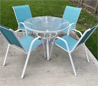 Outdoor Glass Top Patio Table & 4 Chairs