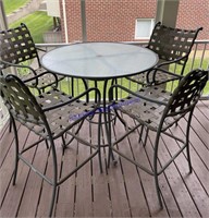 Glass High Top Patio Table/ Chairs