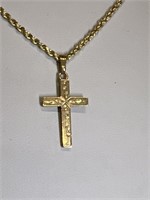 10K Gold rope chain with Cross