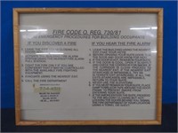 Vintage Framed Fire Code Emergency Procedures