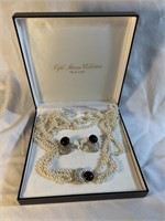 Signed Butler Pearl Style Necklace & Earring Set