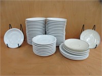 55 SMALL SIDE PLATES / SAUCERS WHITE APPROX. 5" DM
