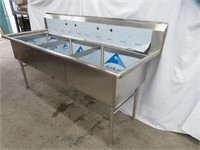 NEW S/S 3 WELL SINK APPROX. 78" LONG