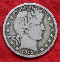 1912 Barber Silver Half Dollar