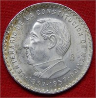1957 Mexico Silver 5 Peso "Constitution"