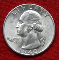 1940 D Washington Silver Quarter