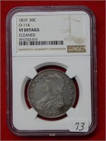 1819 Bust Silver Half Dollar NGC VF Details O-114