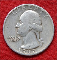 1937 S Washington Silver Quarter