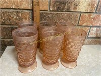 Set of 6  Pink footed iced tea glasses