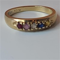 10K Gold Ladies Ring with Birthstones