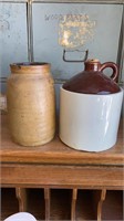 Stoneware crock and jug jar