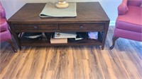 Wooden Coffee table w/2 drawers-contents not incld