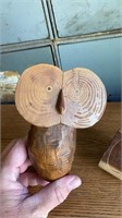 Martin Tischler carved wooden owl. Needs glued or