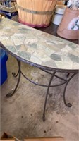 Metal and tile half table