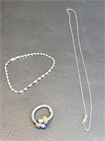 Silver Bracelet, Necklace & Ring