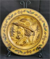 12" Hand Carved Wooden Poland Plate