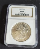 1884 O Graded Morgan Silver Dollar  MS63