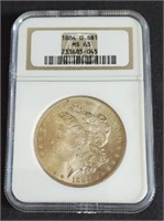 1884 O Graded Morgan Silver Dollar  MS63