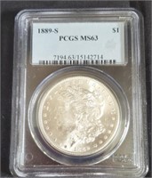 1889 S Graded Morgan Silver Dollar PCGS MS63