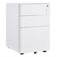 Vinsetto 3 Drawers Steel File Cabinet On castors