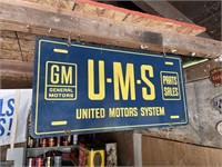 General Motors U-M-S metal sign 2ft long  1ft