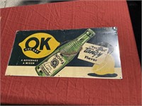 Ok Cue Kay advertising metal sign 28” long and