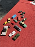 Old toy trucks and cars